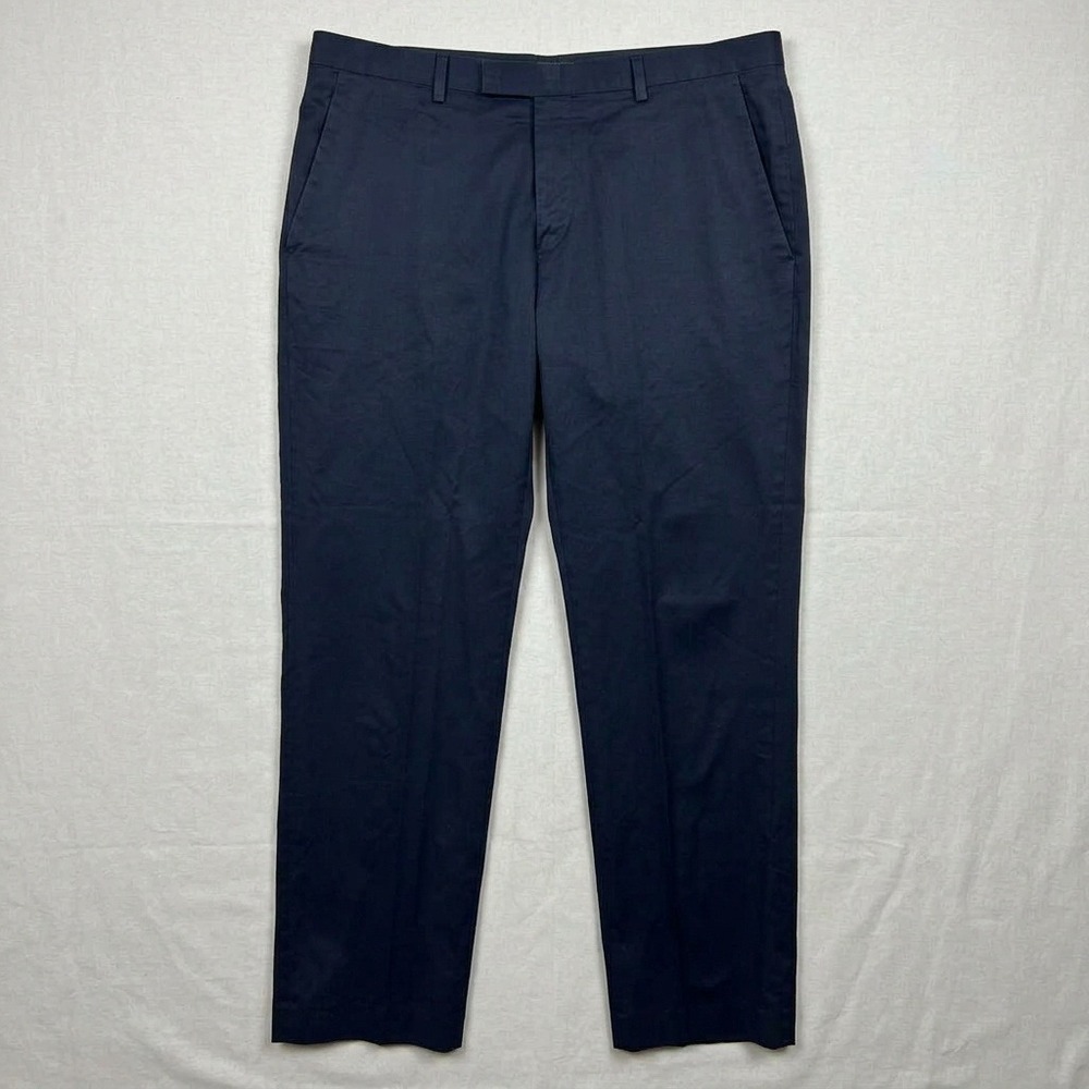Hugo Boss Dress Pants Men 35R Navy Blue Sharp1 US Cotton Stretch Chinos Designer